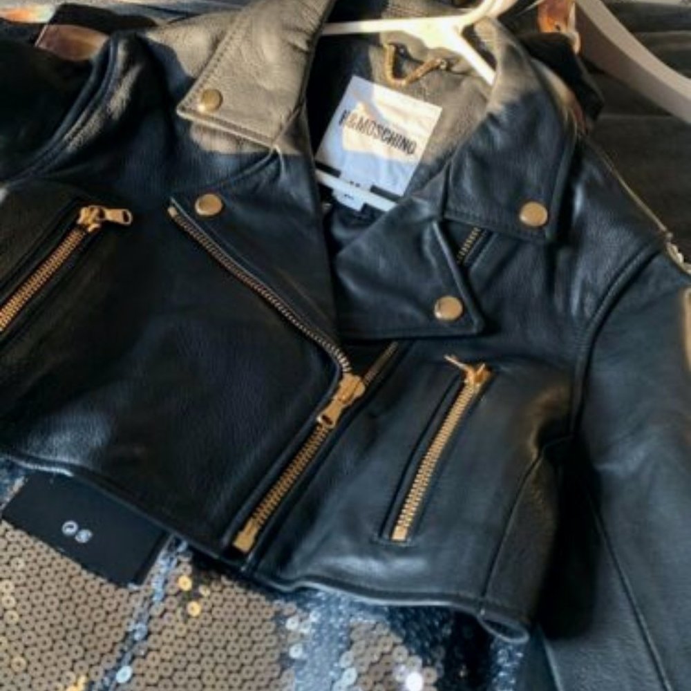 moschino x hm cropped leather Jacket